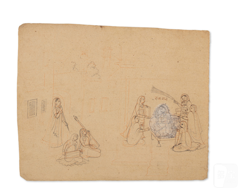 A group of nineteen drawings depicting the abduction of Rukmini by Krishna, India, Guler or Kangra, Late 18th / Early 19th century - 图2